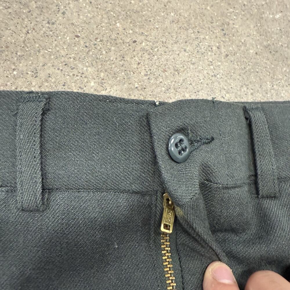 Vintage 80s Military Wool Standard Short Army Straight Green Pants 30x27(31x32) - Picture 6 of 8